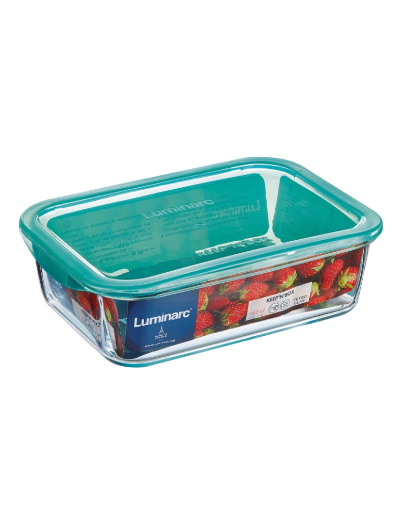 imagem de Lancheira Retangular com Tampa Luminarc Keep'n Lagon 16 x 11,3 x 6 cm Turquesa 820 ml Vidro (6 Unidades)2