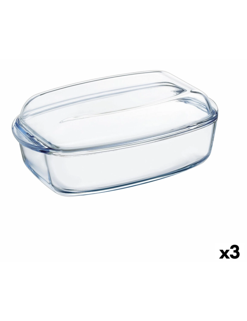 Pyrex - Recipiente de Cozinha Pyrex Classic Com tampa 4,5 L 38 x 22 x 11 cm Transparente Vidro (3 Unidades)