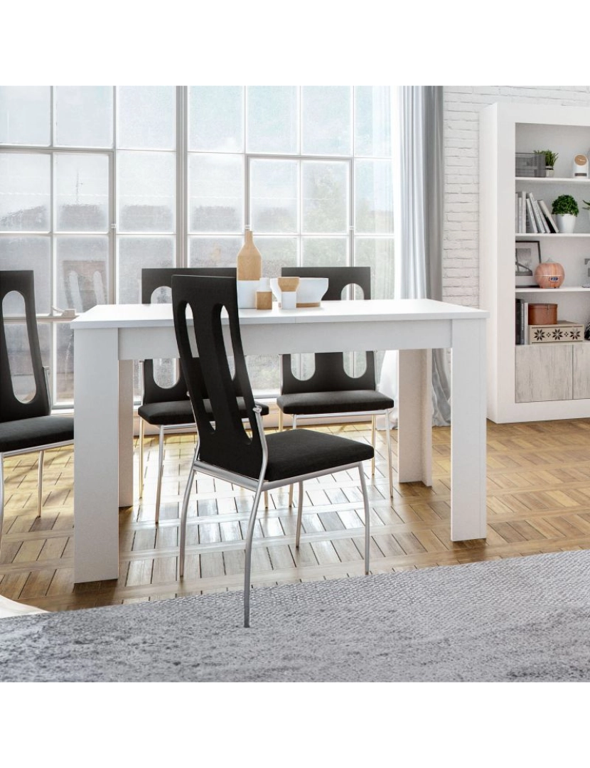 imagem de Pack con mesa de centro y mesa de comedor Iris Max Blanco Artik (Blanco Mate) - Roble Nodi 164 (mueble tv) / 75 (módulo auxiliar) / 38,5 (módulo estan4