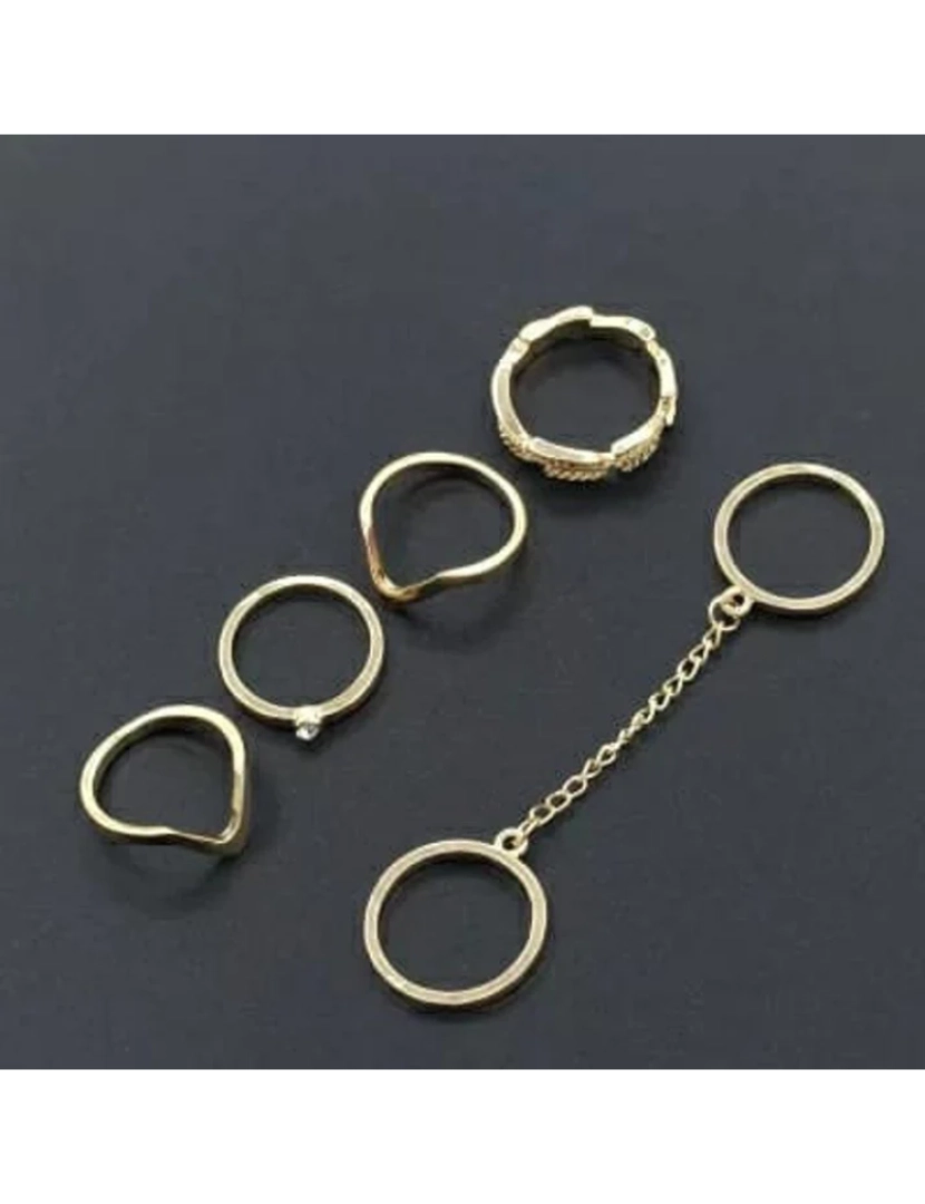 imagem de 6 Pcs Ouro Corrente de malha Midi Stacking Bohemian Ring Set1