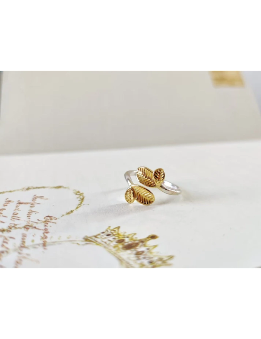 The Colourful Aura - Prata Dainty Golden Leaf Verão Minimalist Stacking Daisy Ring