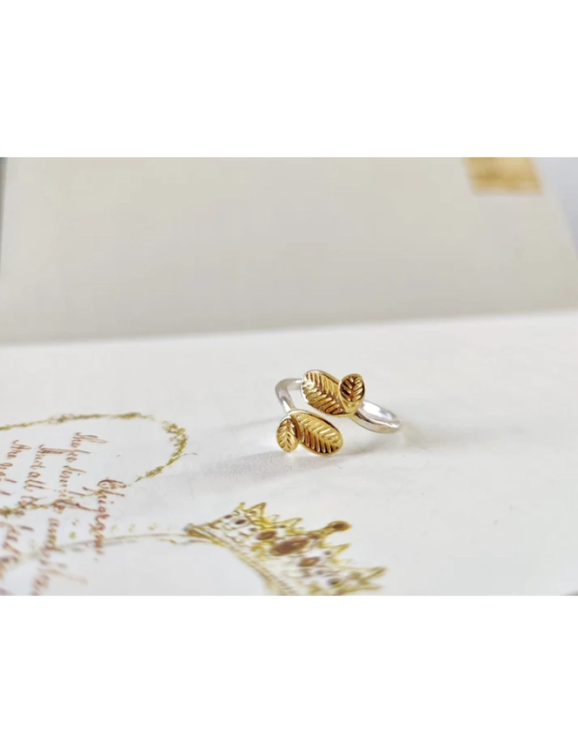 imagem de Prata Dainty Golden Leaf Verão Minimalist Stacking Daisy Ring1