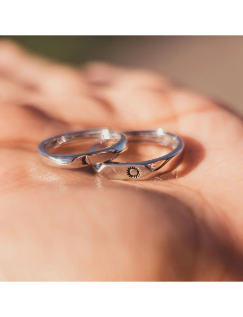 imagem de Flat Top Moon e Sun Promise casal Matching Ring Set1