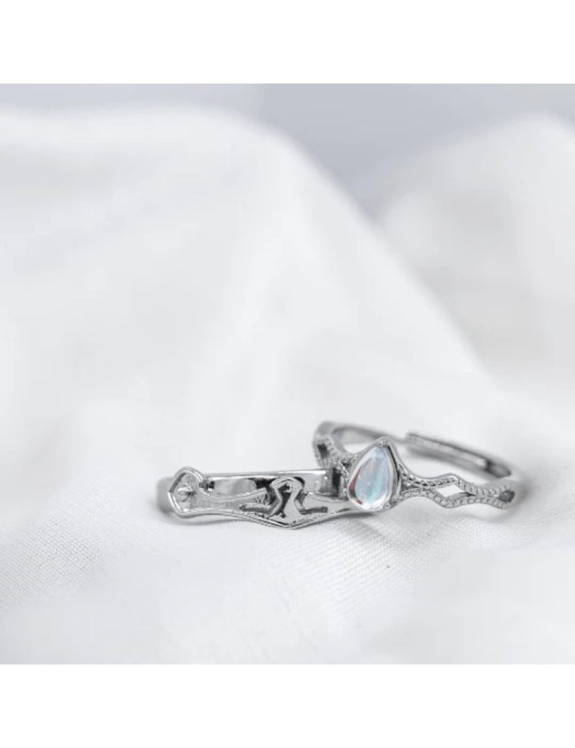 The Colourful Aura - Conjunto de anel de promessa de correspondência de coroa ajustável de casal de prata