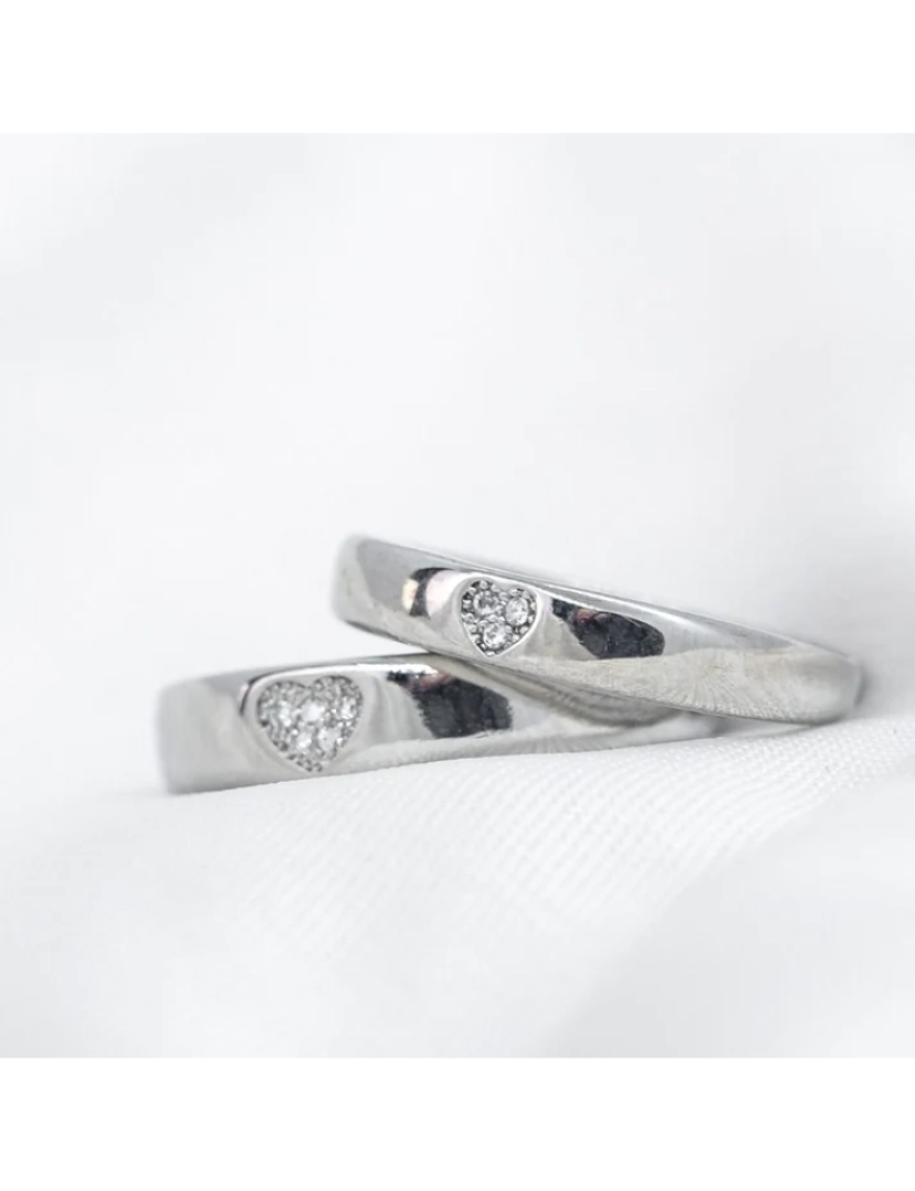 The Colourful Aura - Conjunto de anel de promessa de zircão de coração de prata ajustável