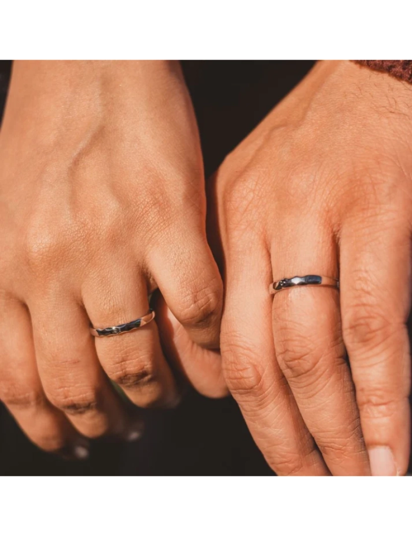 imagem de Ajustável prata chapeado casal Lua e Sun Promise Ring Set1
