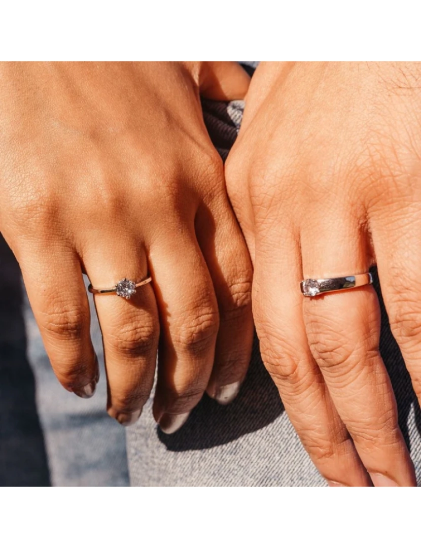 imagem de Ajustável prata casal seu e seu conjunto de anéis de zircão promessa2