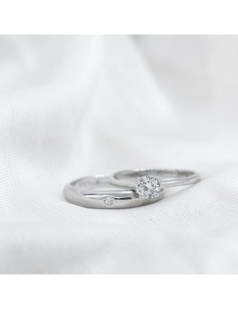 The Colourful Aura - Ajustável Sterling Silver seu e seu zircão casal promessa anel