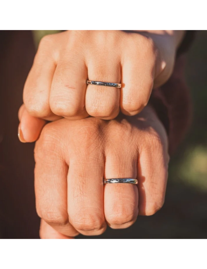 imagem de Lua de sol de prata pura Conjunto de anel de promessa de casal ajustável1