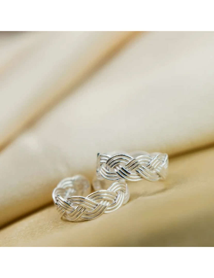 imagem de Sterling Silver Braided Twist larga Bohemian banda Toe Ring2