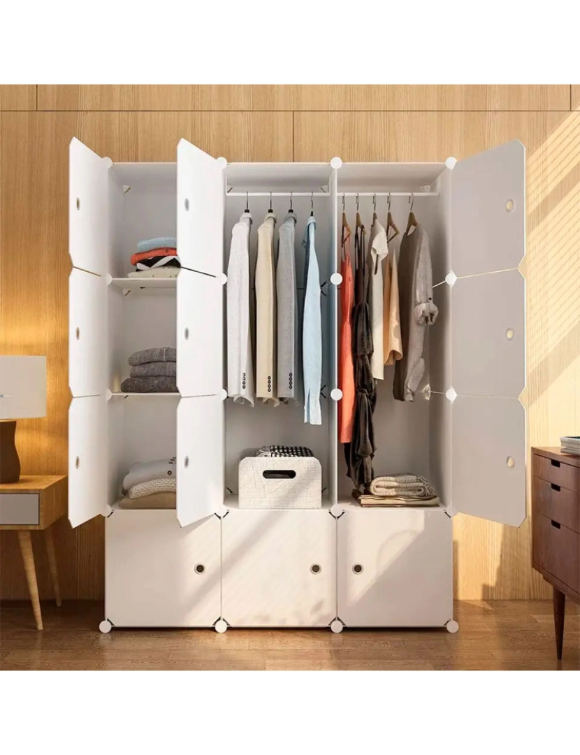 imagem de Guarda-roupa Elite Cube Caixa Personalizável 12 Cubos/Portas 147x111x37cm Branco4