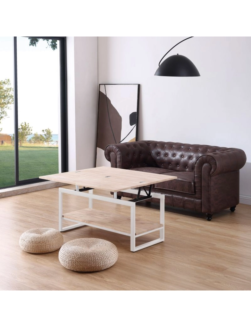 imagem de Mesa de centro extensível Rens Blanco - Roble 100 x 62 x cm3