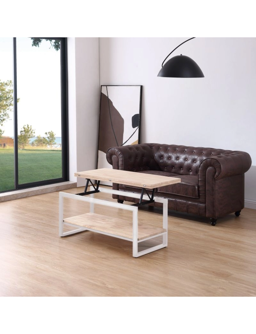 imagem de Mesa de centro extensível Rens Blanco - Roble 100 x 62 x cm4