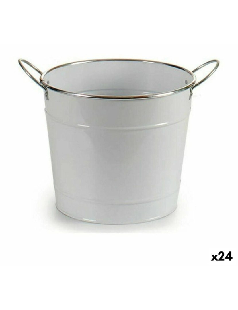 Ibergarden - Plantador Com pegas Prateado Metal Branco (23 x 19,5 x 30,5 cm) (24 Unidades)
