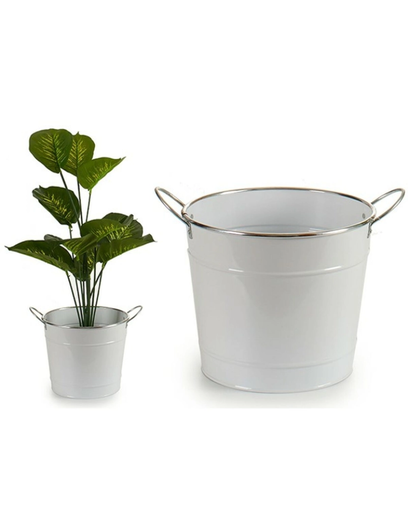 imagem de Plantador Com pegas Prateado Metal Branco (23 x 19,5 x 30,5 cm) (24 Unidades)2