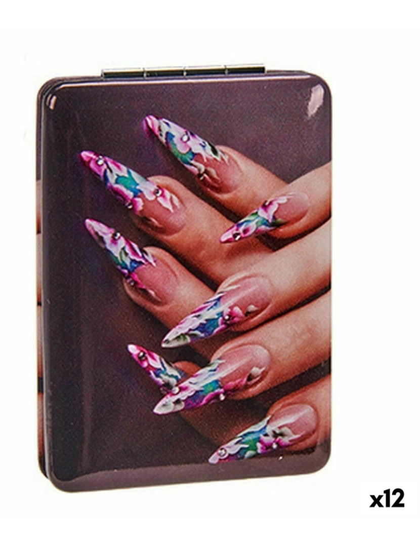 Bigbuy Home - Espelho de Aumento Dobrável Unhas (2,5 x 8,5 x 6,2 cm) (12 Unidades)