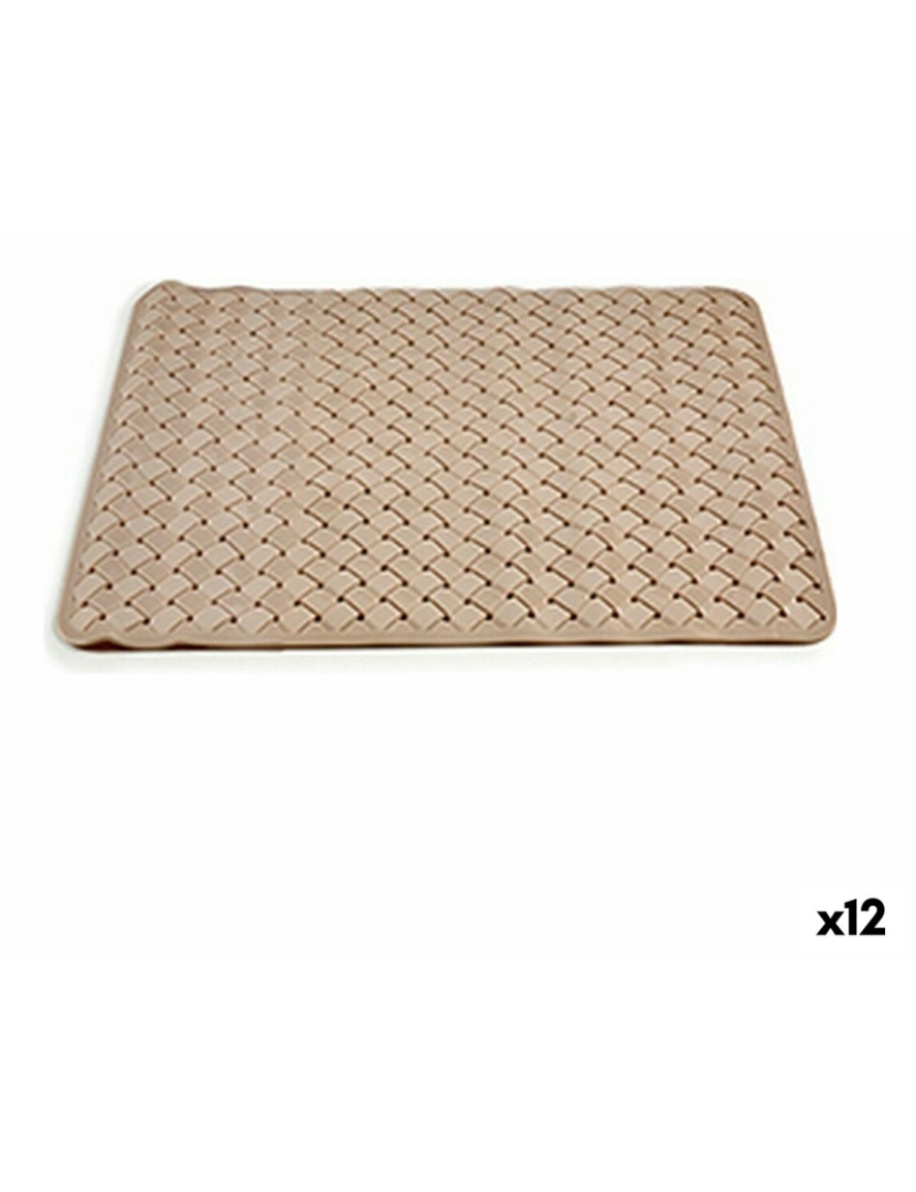 Berilo - Tapete de banho Entrançado Bege PVC (0,03 x 50 x 50 cm) (12 Unidades)