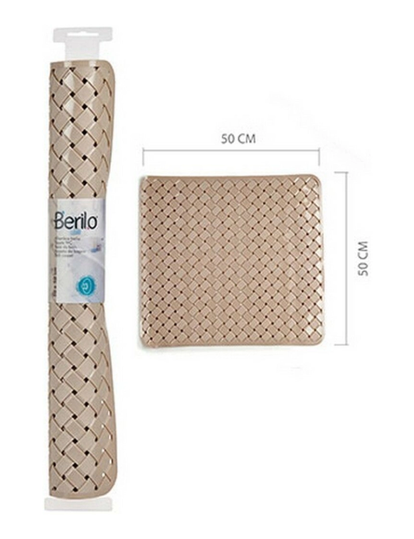 imagem de Tapete de banho Entrançado Bege PVC (0,03 x 50 x 50 cm) (12 Unidades)3