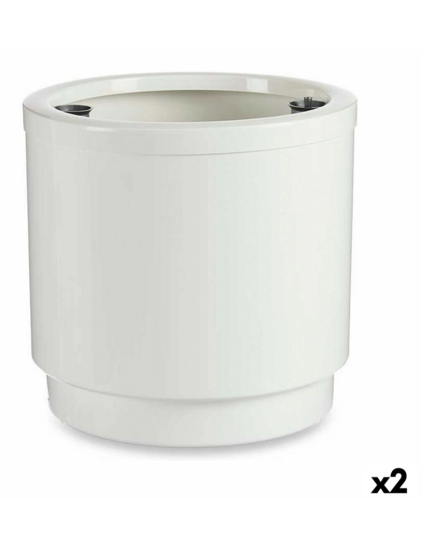 Ibergarden - Vaso Autoirrigável Branco Polipropileno (2 Unidades) (38 x 37,5 x 38 cm)