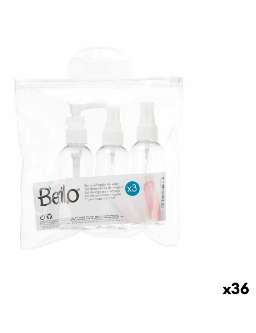 Berilo - Conjunto de Viagem Transparente Branco Plástico (36 Unidades)