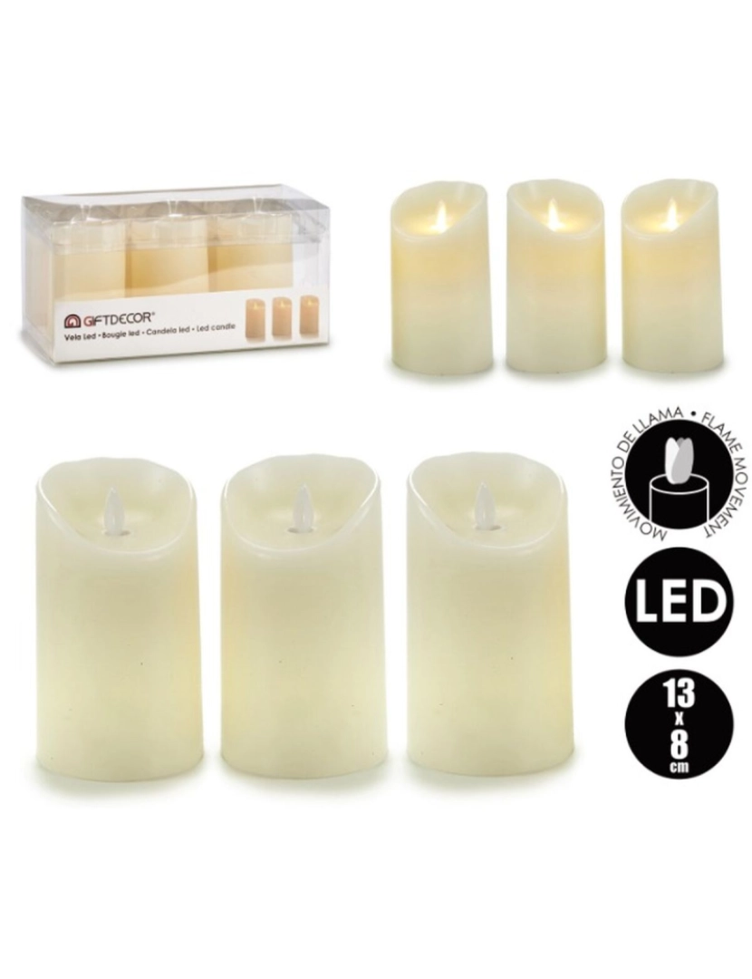 imagem de Conjunto de Velas Oscilante LED Creme 8 x 13 x 8 cm (6 Unidades)4