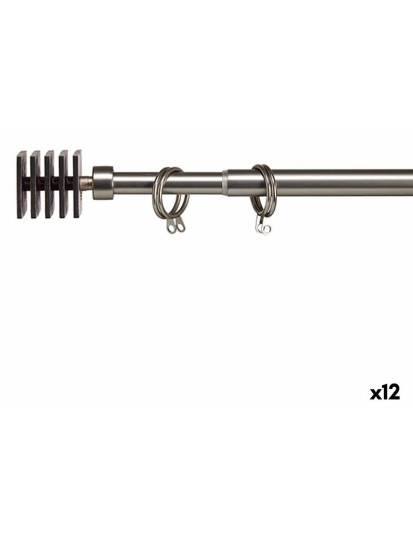 Gift Decor - Varão para Cortinas Extensível Quadrado Prateado Ferro 4,5 x 180 x 4,5 cm (12 Unidades)