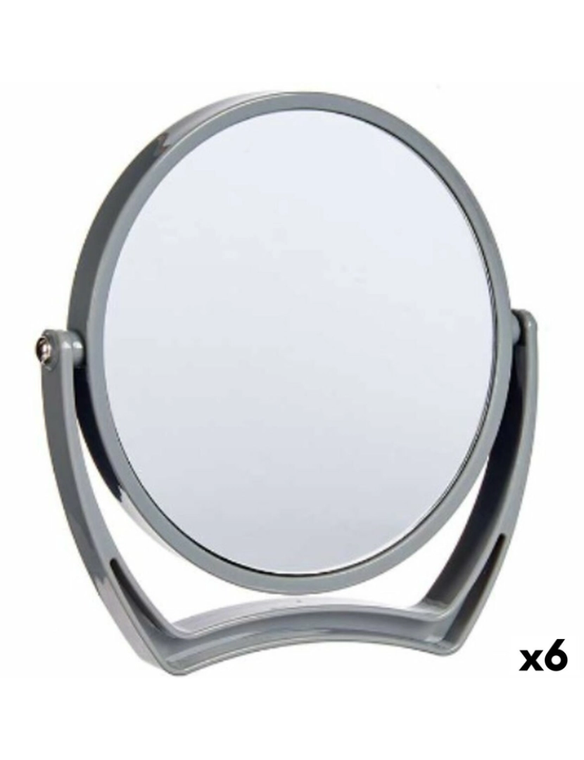 Berilo - Espelho de Aumento Cinzento Cristal Plástico 19 x 18,7 x 2 cm (6 Unidades)