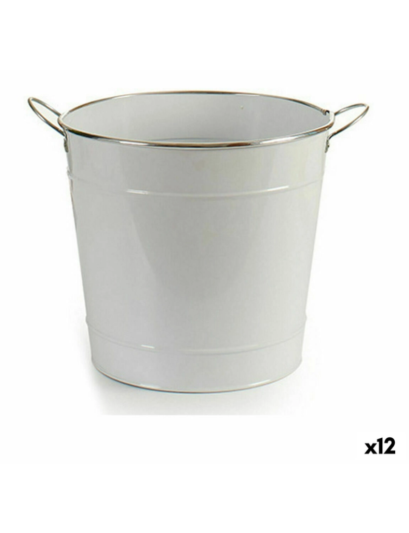 Ibergarden - Plantador Cubo Branco Prateado Metal 29 x 27 x 37 cm (12 Unidades)