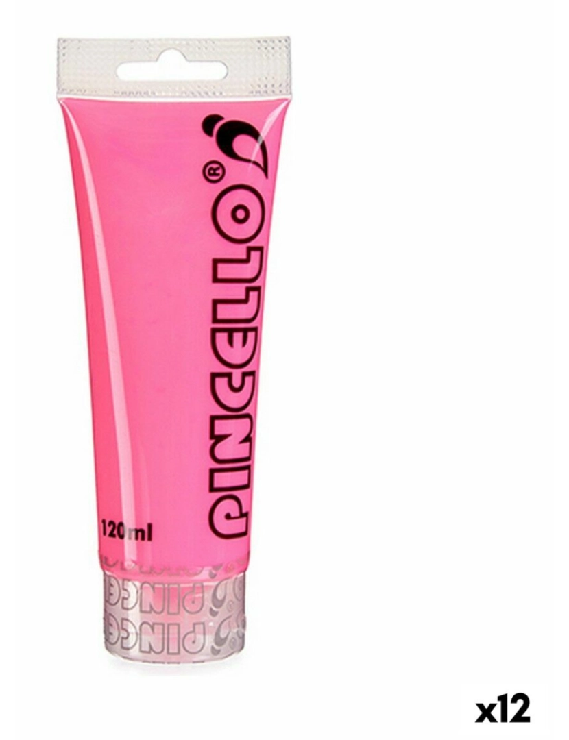 Pincello - Tinta acrílica Neon Cor de Rosa 120 ml (12 Unidades)