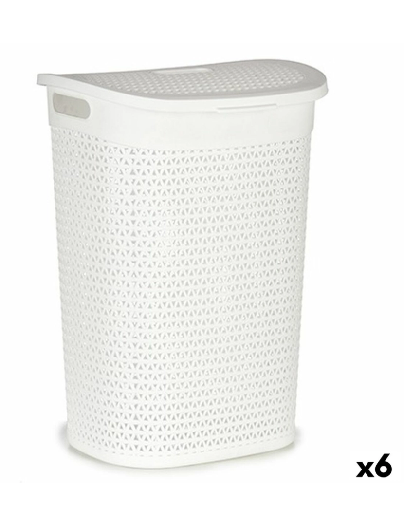Kipit - Cesto da Roupa Branco Plástico 60 L 43,5 x 57,5 x 34 cm (6 Unidades)