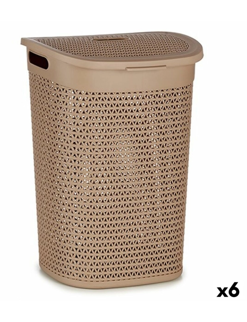 Kipit - Cesto da Roupa Bege Plástico 60 L 43,5 x 57,5 x 34 cm (6 Unidades)