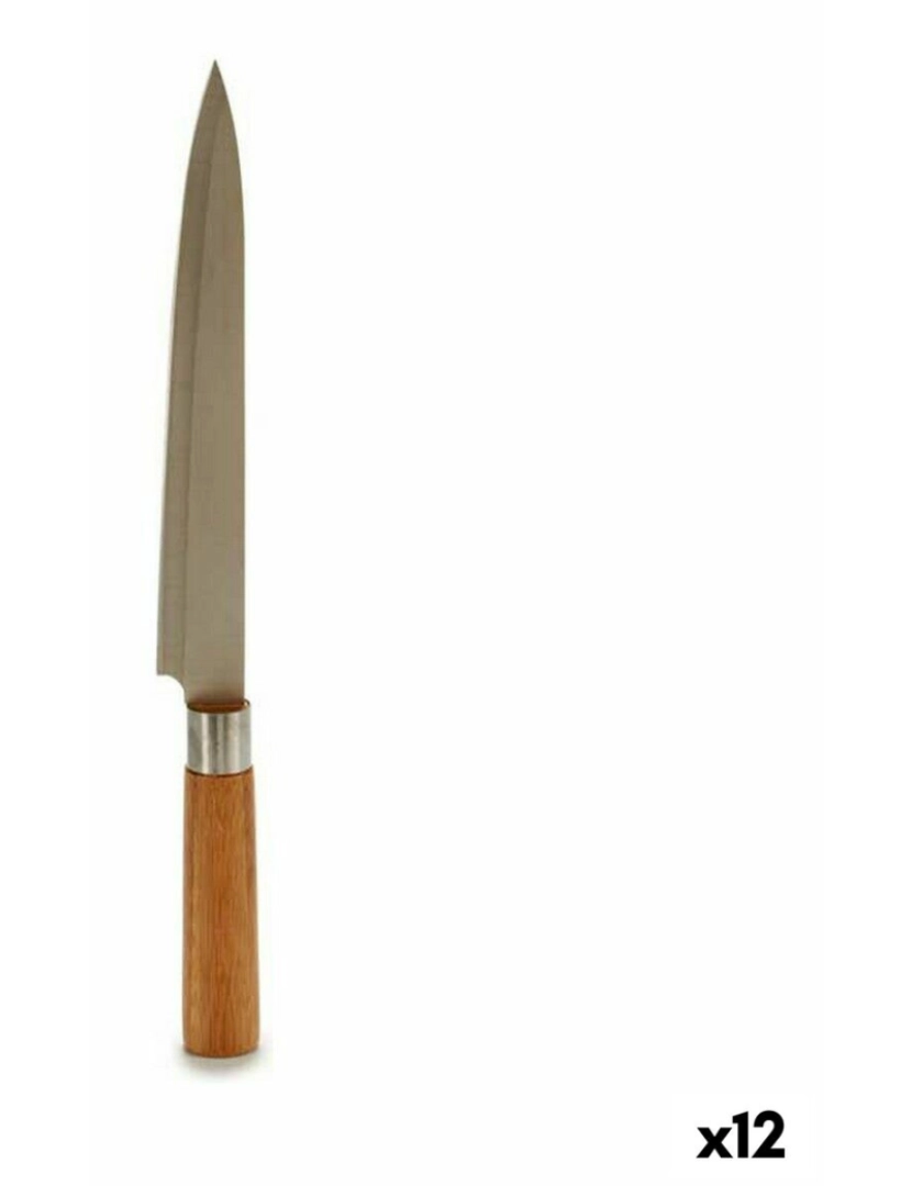 Kinvara - Faca de Cozinha 3 x 33,5 x 2,5 cm Prateado Castanho Aço inoxidável Bambu (12 Unidades)