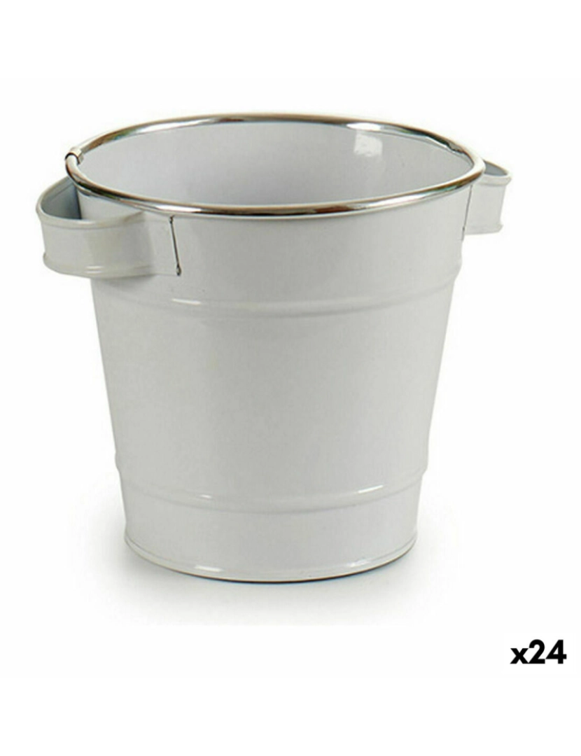 Ibergarden - Plantador Cubo Branco Prateado Zinco 19,5 x 14,5 x 16,5 cm (24 Unidades)