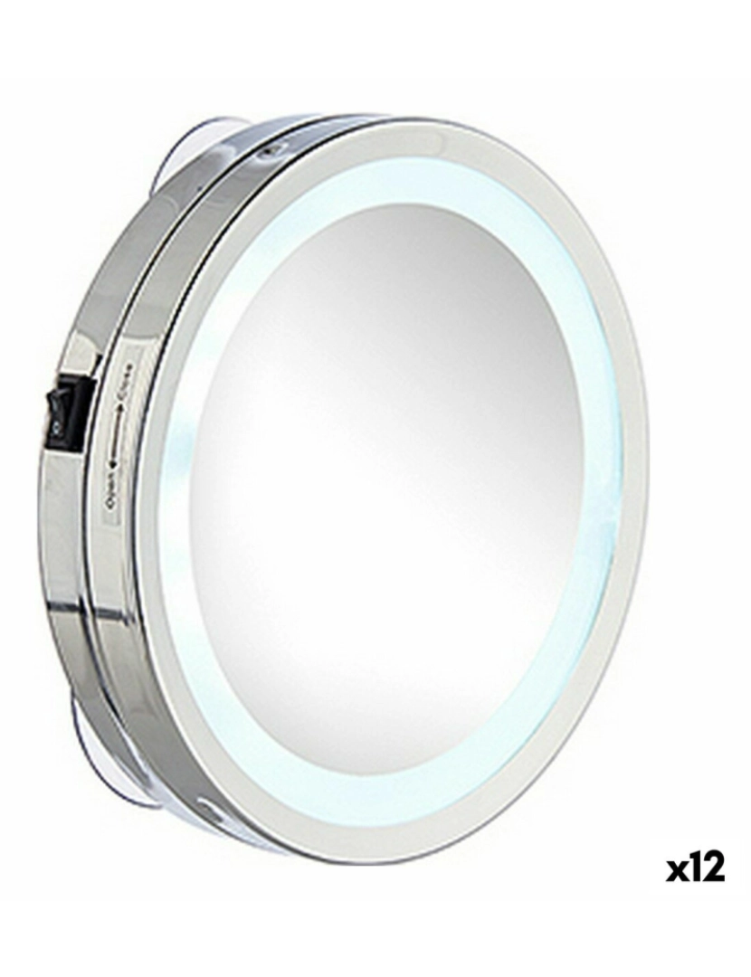 Berilo - Espelho de Aumento Leve LED Prateado 16,5 x 4 x 16,5 cm (12 Unidades)