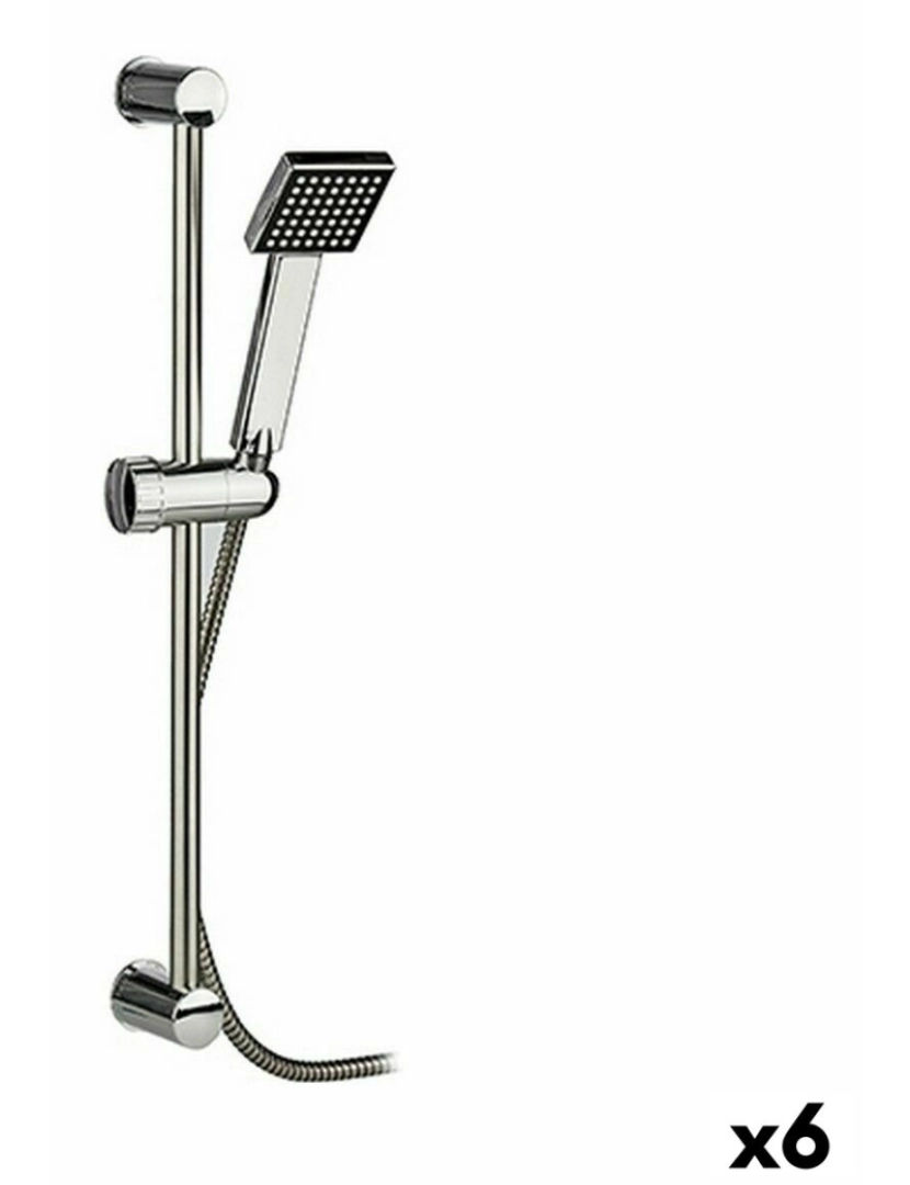 Berilo - Um chuveiro com torneira para direcionar o jato de água Quadrado Prateado Aço Plástico 18 x 8 x 72,5 cm (6 Unidades)