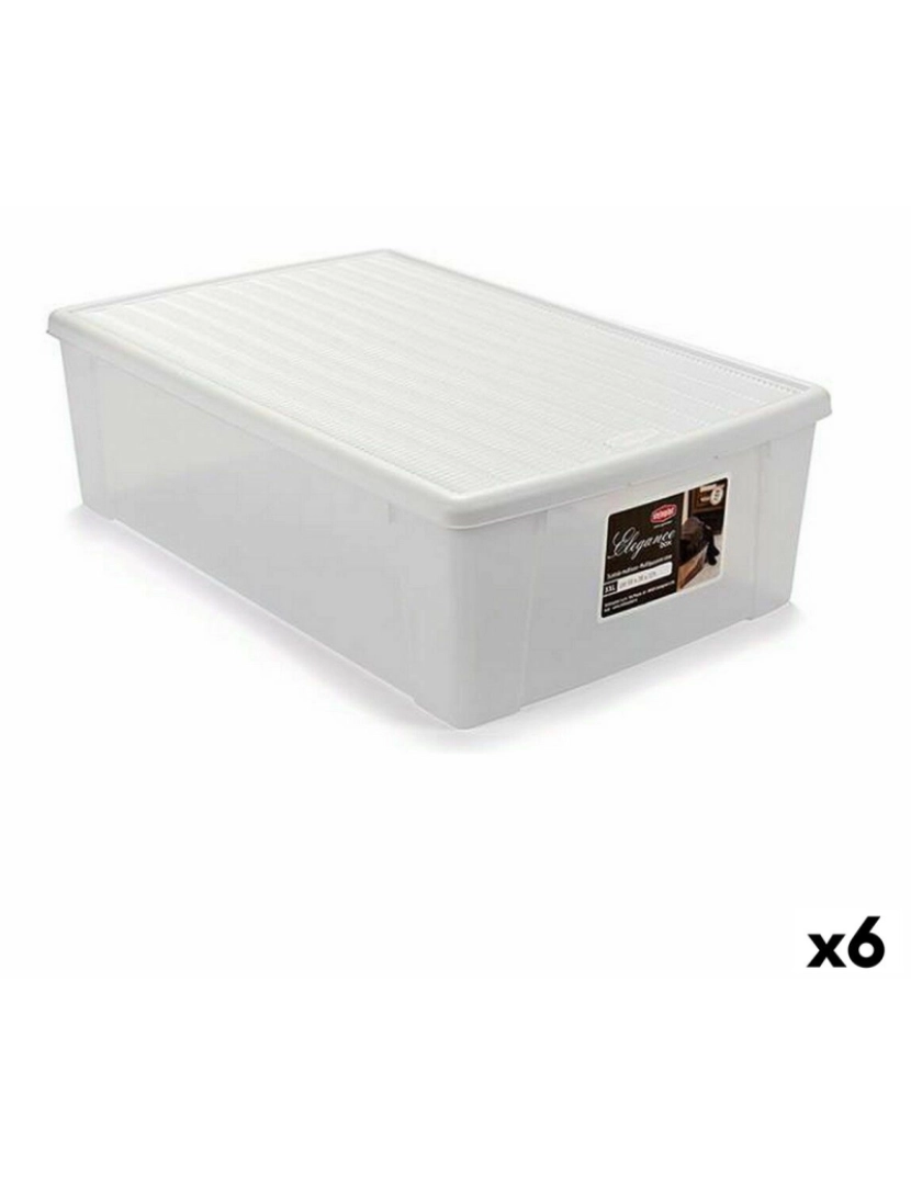 Stefanplast - Caixa de Armazenagem com Tampa Stefanplast Elegance Branco Plástico 38,5 x 17 x 59,5 cm (6 Unidades)