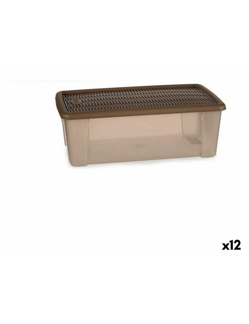 Stefanplast - Caixa de Armazenagem com Tampa Stefanplast Elegance Bege Plástico 5 L 19,5 x 11,5 x 33 cm (12 Unidades)