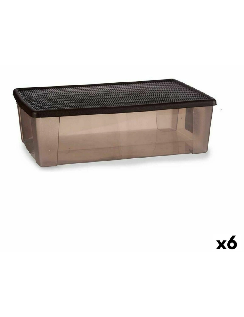 imagem de Caixa de Armazenagem com Tampa Stefanplast Elegance Castanho Plástico 30 L 38,5 x 17 x 59,5 cm (6 Unidades)1