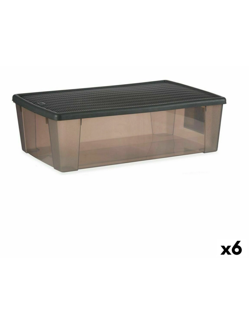 Stefanplast - Caixa de Armazenagem com Tampa Stefanplast Elegance Cinzento Plástico 30 L 38,5 x 17 x 59,5 cm (6 Unidades)