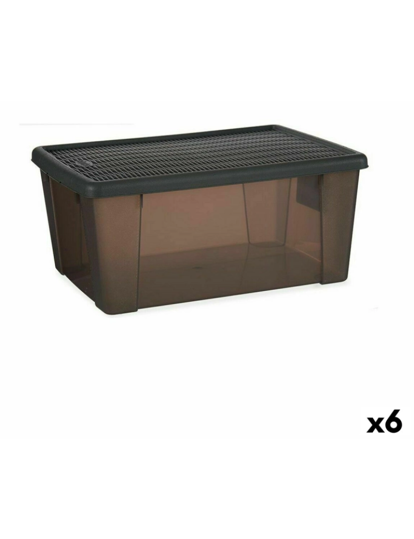 Stefanplast - Caixa de Armazenagem com Tampa Stefanplast Elegance Cinzento Plástico 15 L 29 x 17 x 39 cm (6 Unidades)