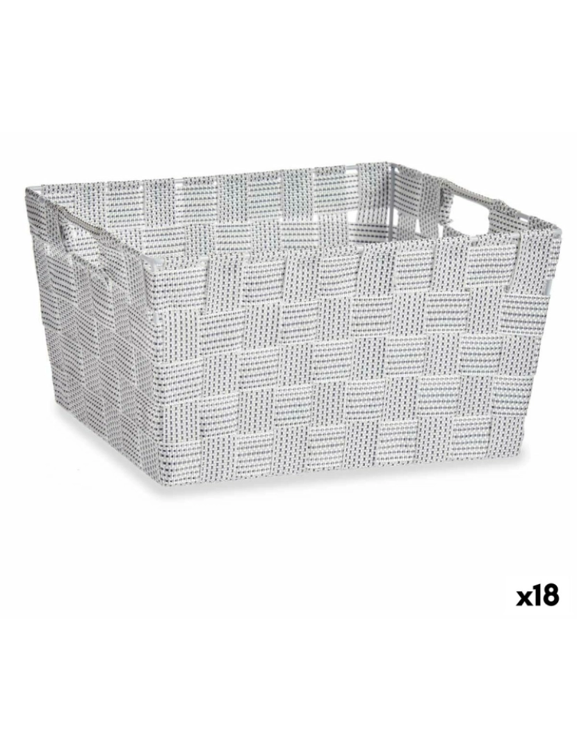 Kipit - Cesta Multiusos Branco Tecido 30,4 x 14 x 20 cm (18 Unidades)