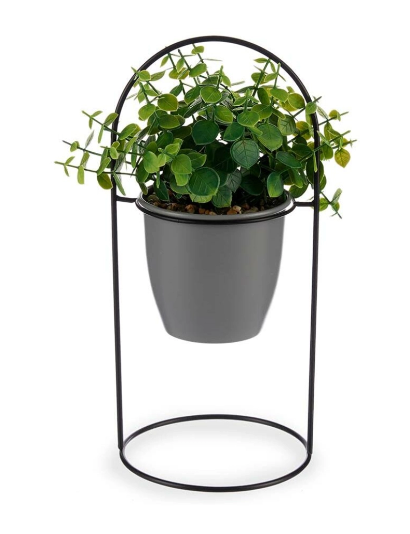 imagem de Planta Decorativa Folhas Redonda Metal Plástico 21 x 30 x 21 cm (8 Unidades)2