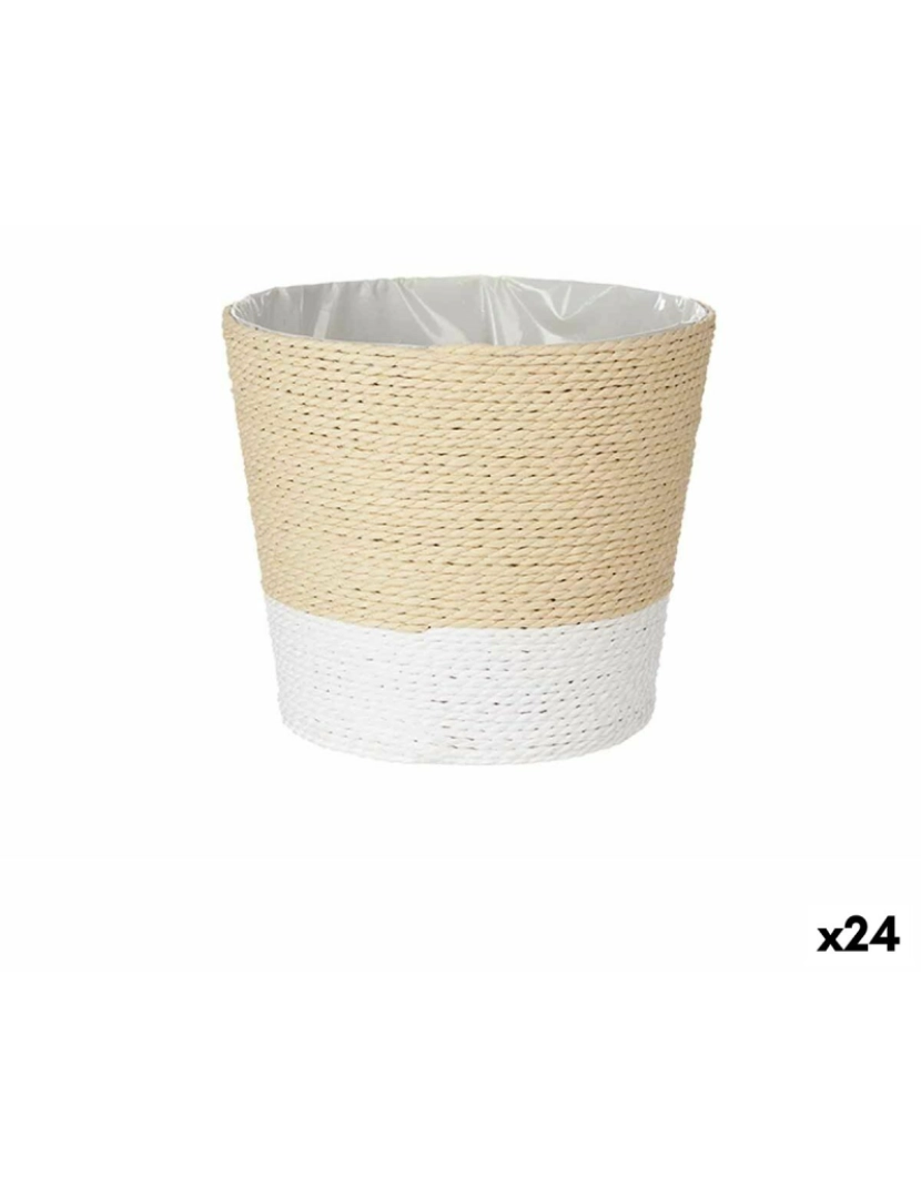 Ibergarden - Plantador Branco Corda Plástico 19,5 x 17,5 x 19,5 cm (24 Unidades)