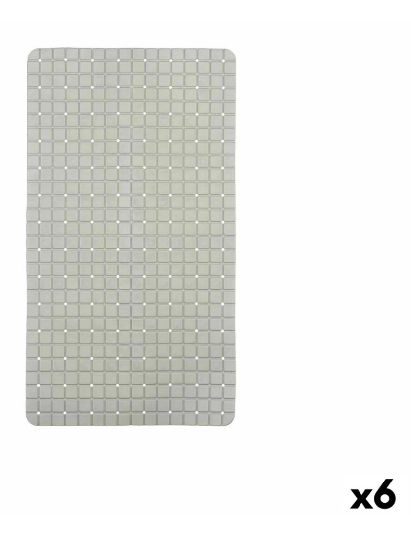 Berilo - Tapete Antiderrapante para Duche Quadros Cinzento PVC 67,7 x 38,5 x 0,7 cm (6 Unidades)