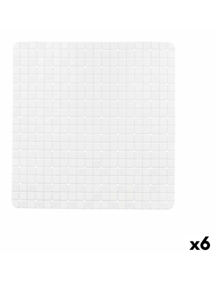 imagem de Tapete Antiderrapante para Duche Quadros Branco PVC 50,3 x 50,3 x 0,7 cm (6 Unidades)1