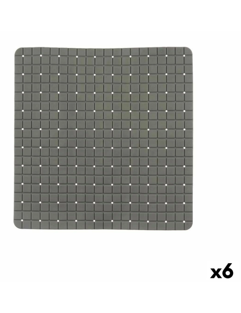 Berilo - Tapete Antiderrapante para Duche Quadros Cinzento PVC 50,3 x 50,3 x 0,7 cm (6 Unidades)