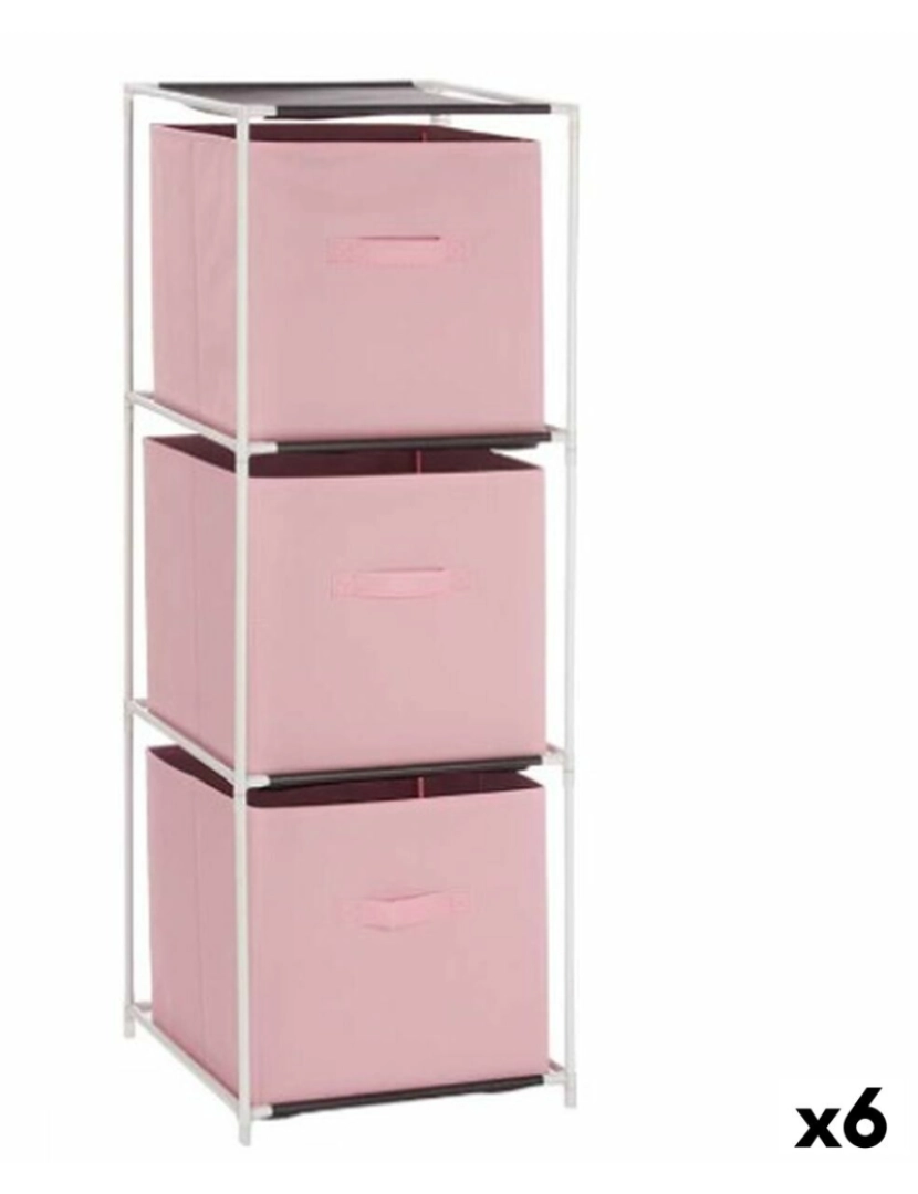 Kipit - Estantes Branco Cor de Rosa Polipropileno Ferro TNT (Non Woven) 35 x 35 x 102 cm (6 Unidades)