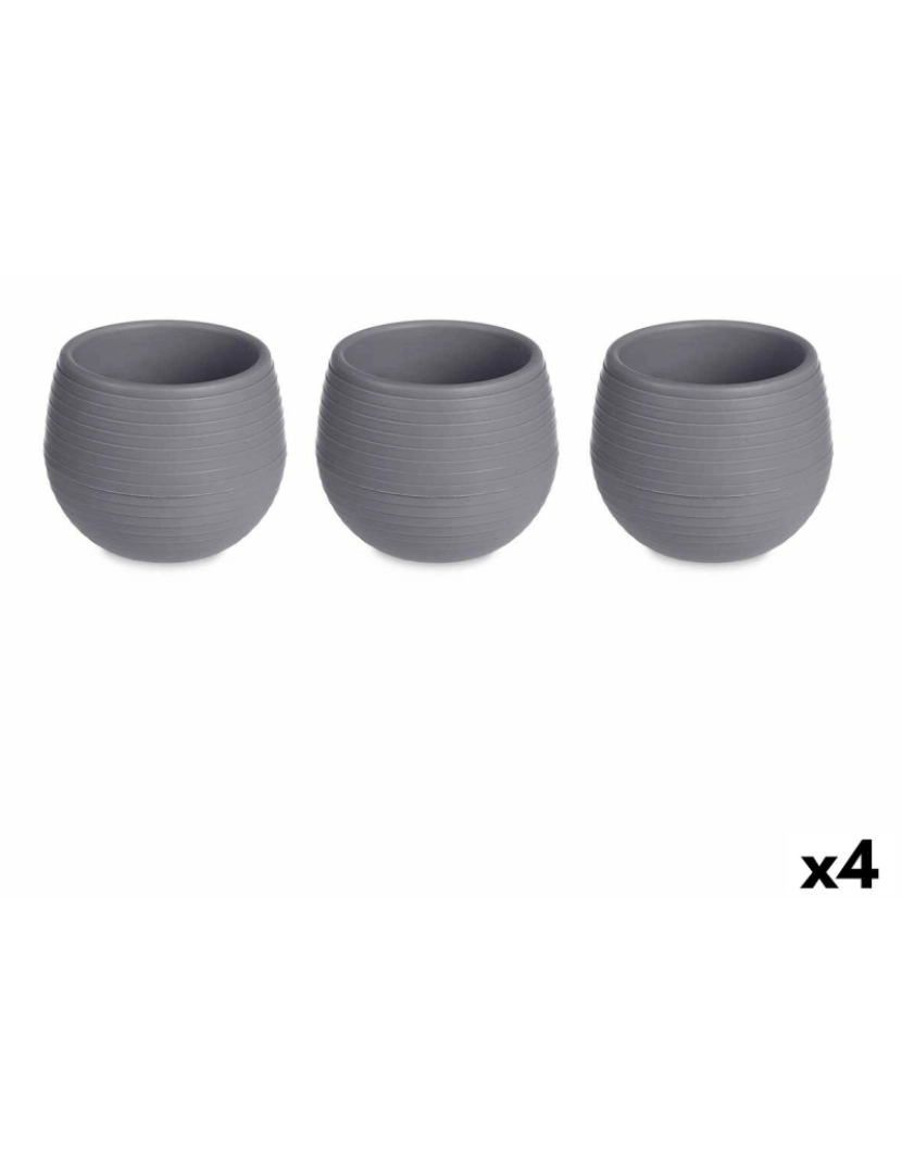 Ibergarden - Conjunto de Vasos Antracite Plástico 16,5 x 16,5 x 14,5 cm (4 Unidades)