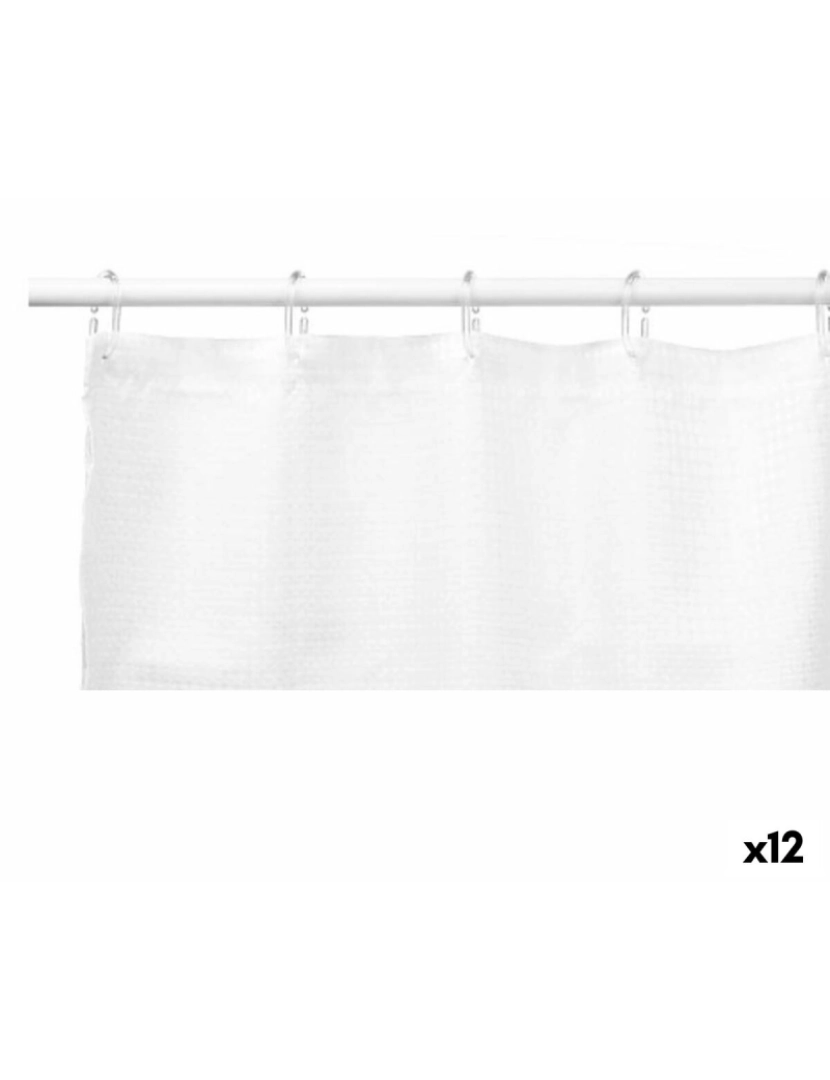 Berilo - Cortina de Duche Pontos Branco Poliéster 180 x 180 cm (12 Unidades)