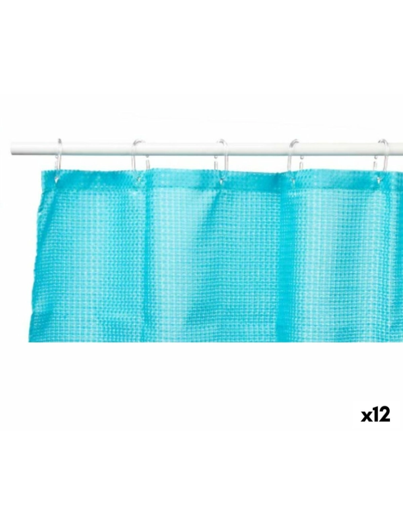 Berilo - Cortina de Duche Pontos Azul Poliéster 180 x 180 cm (12 Unidades)